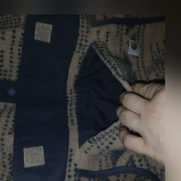 Carhartt Womens Relaxed Fit Tan + Gray Geometric Fleece Pullover XL - Picture 11 of 14